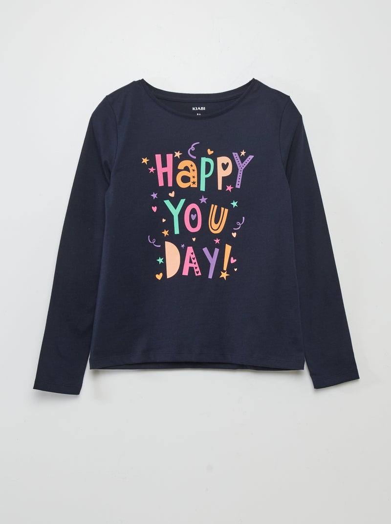 T-shirt a maniche lunghe 'compleanno' BLU - Kiabi