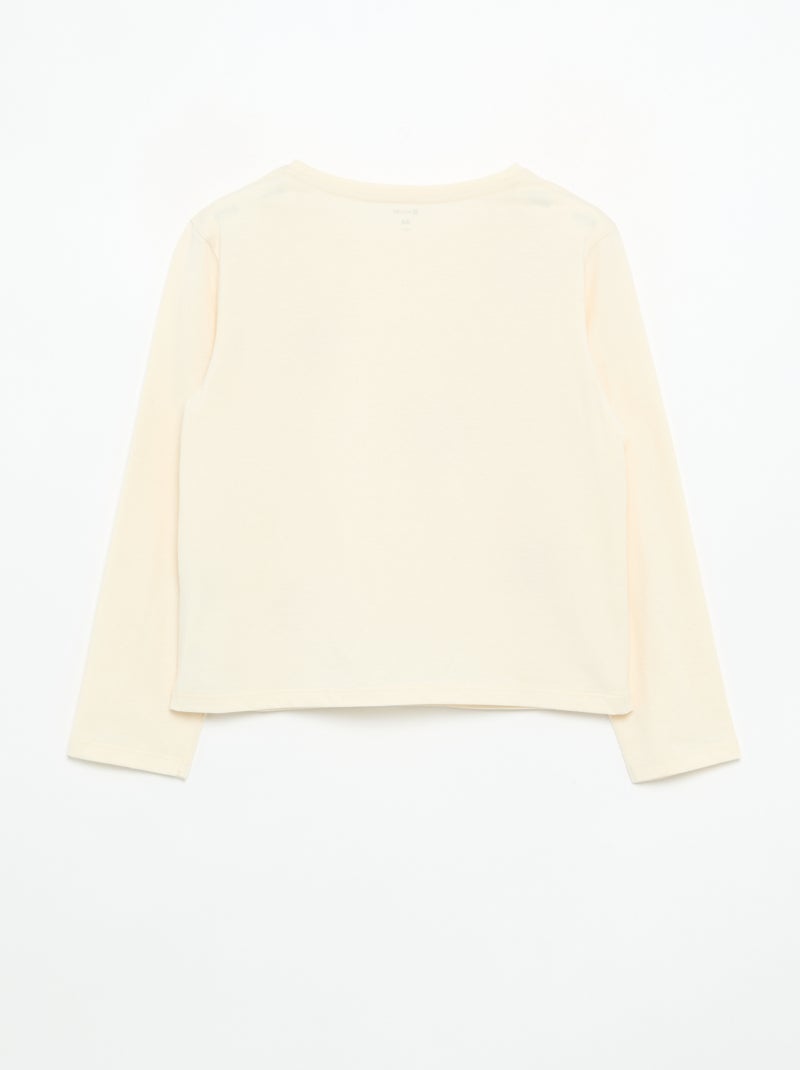 T-shirt a maniche lunghe con animazione Beige - Kiabi