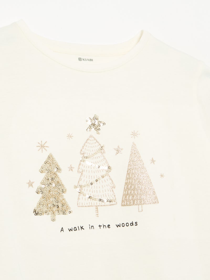 T-shirt a maniche lunghe con animazione Beige - Kiabi