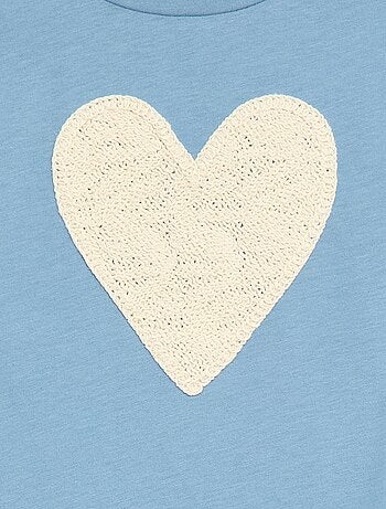 T-shirt a maniche lunghe con animazione ricamata sul davanti