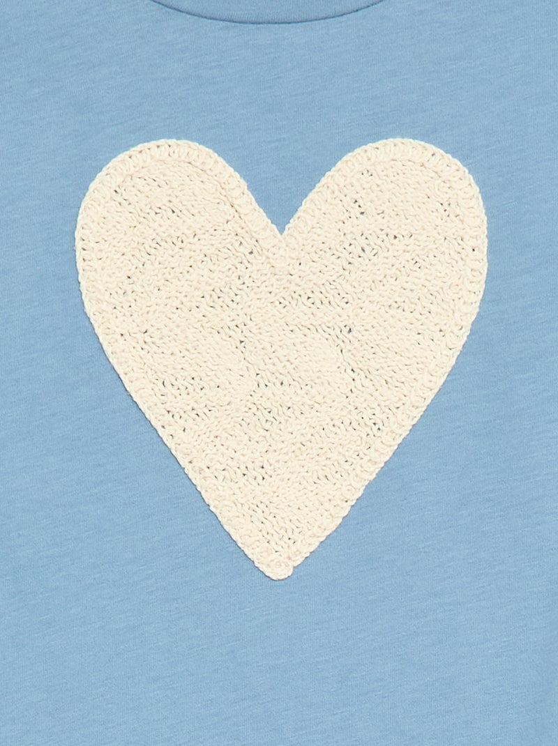 T-shirt a maniche lunghe con animazione ricamata sul davanti Blu - Kiabi