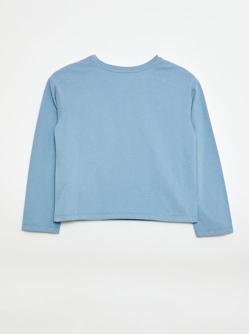 T-shirt a maniche lunghe con animazione ricamata sul davanti - Kiabi