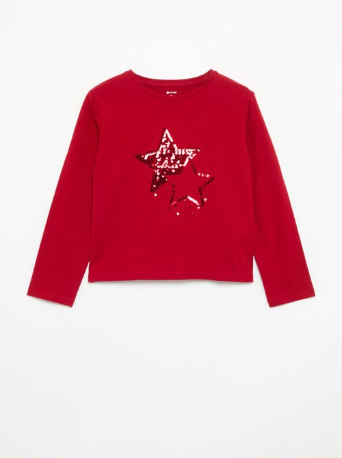 T-shirt a maniche lunghe con animazione - Kiabi
