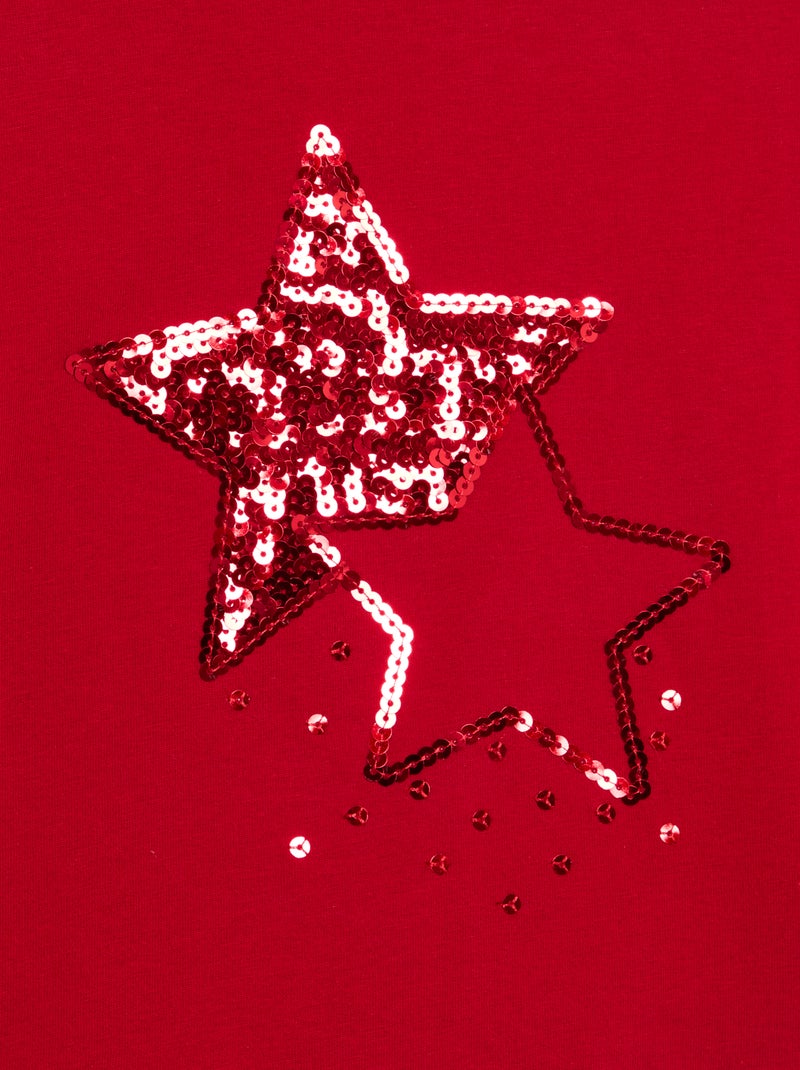 T-shirt a maniche lunghe con animazione Rosso - Kiabi