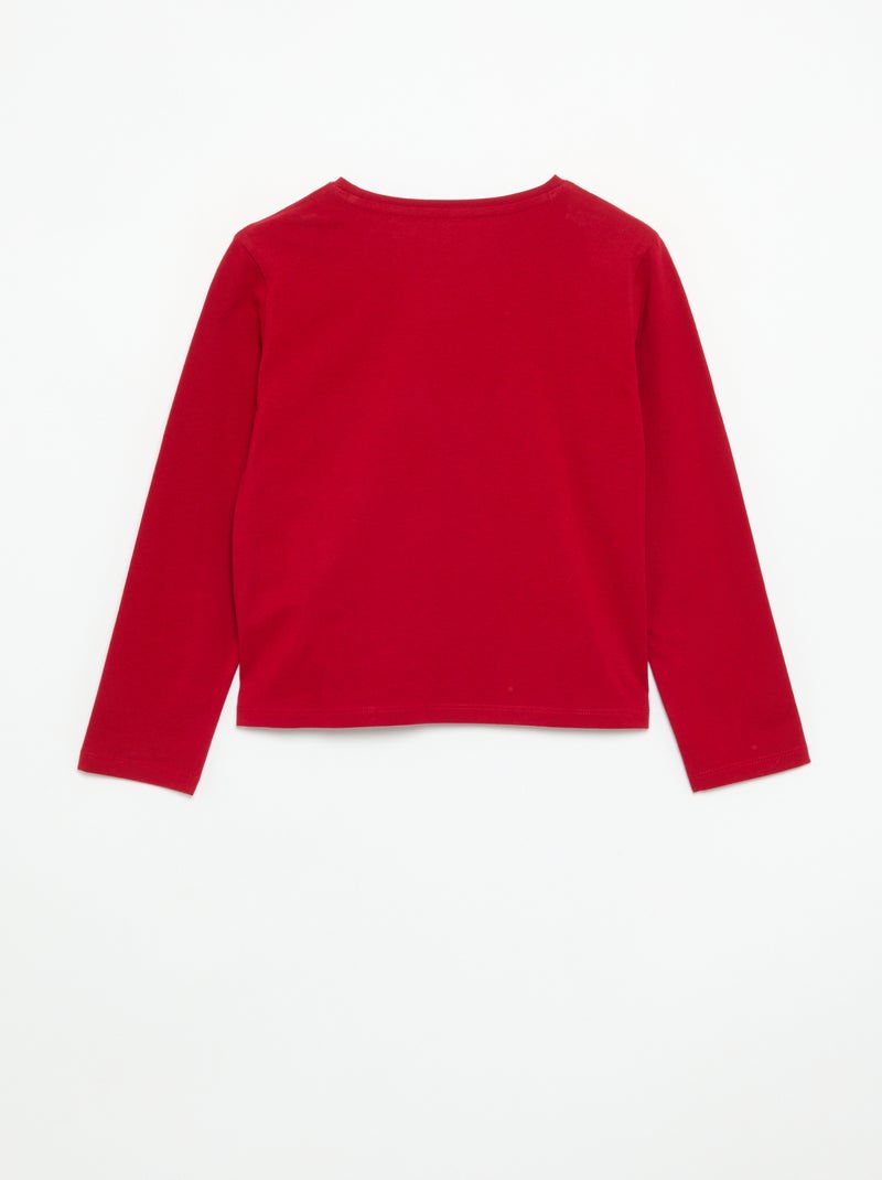 T-shirt a maniche lunghe con animazione Rosso - Kiabi