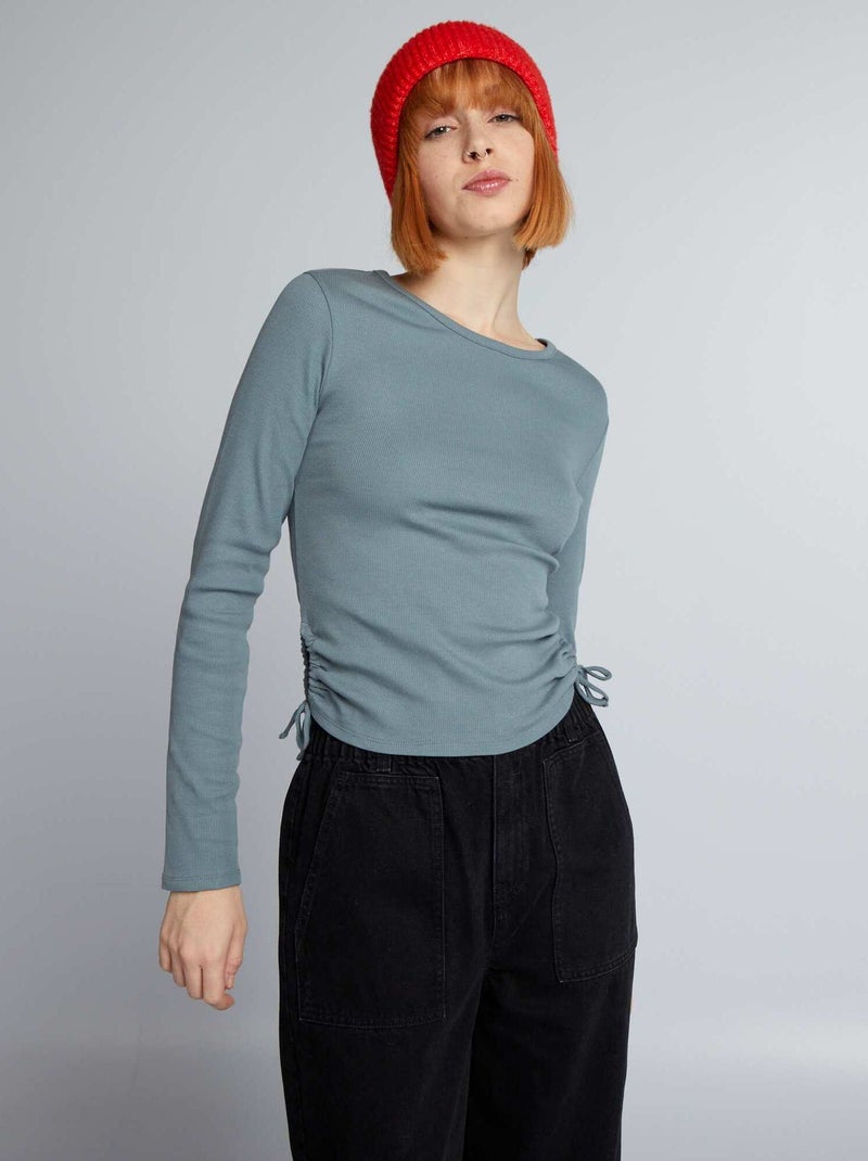 T-shirt a maniche lunghe con aperture elasticizzate BLU - Kiabi
