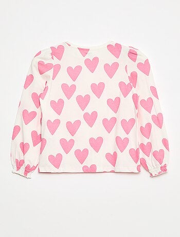 T-shirt a maniche lunghe con arricciature sulle spalle