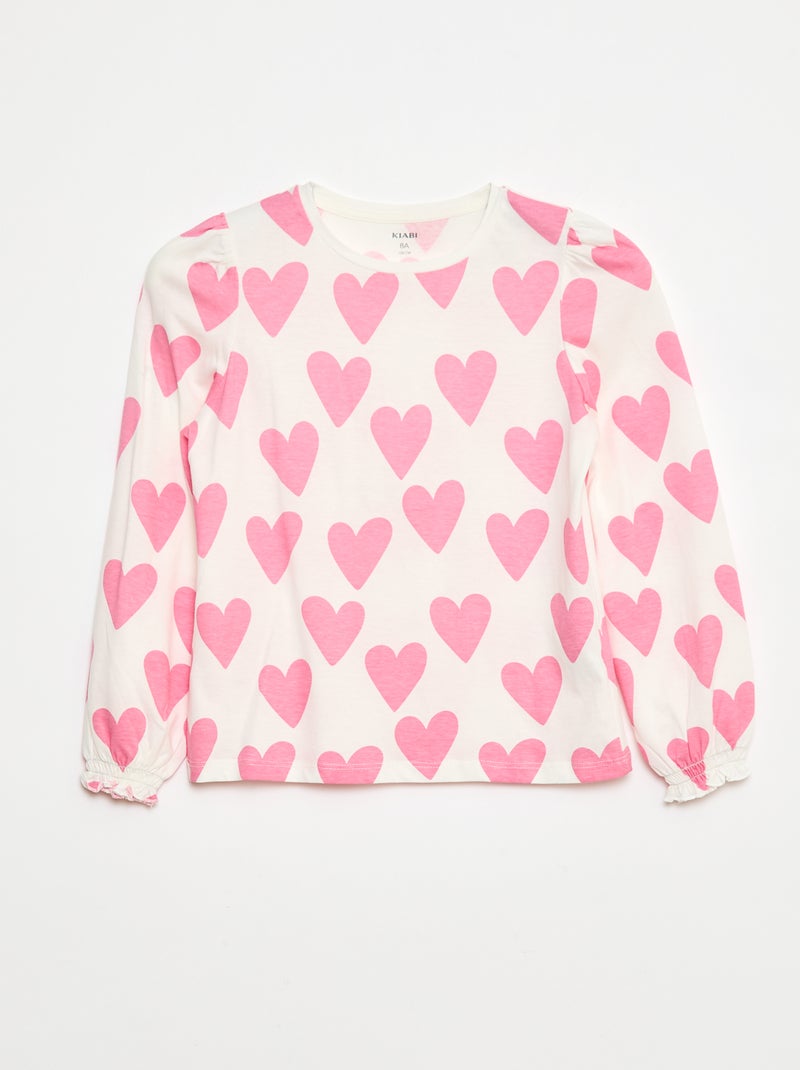 T-shirt a maniche lunghe con arricciature sulle spalle Bianco - Kiabi