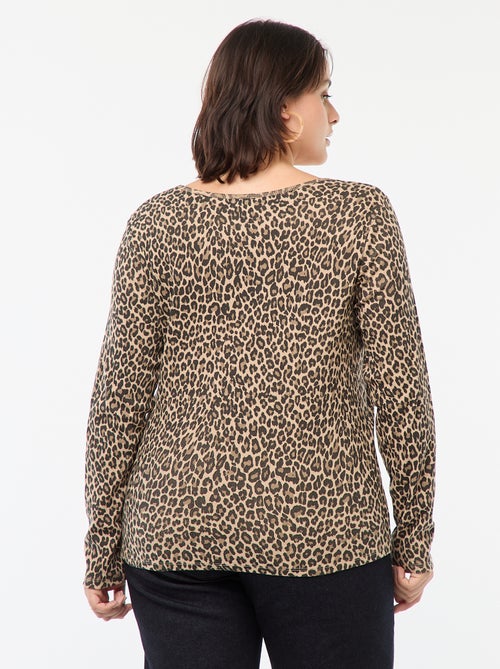 T-shirt a maniche lunghe con bordo a coste - Kiabi