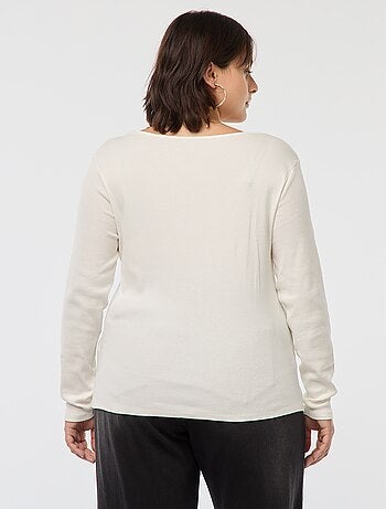 T-shirt a maniche lunghe con bordo a coste