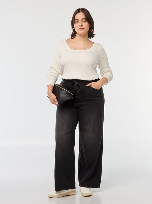 T-shirt a maniche lunghe con bordo a coste - Kiabi