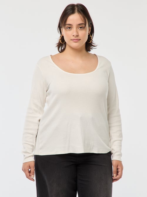 T-shirt a maniche lunghe con bordo a coste - Kiabi