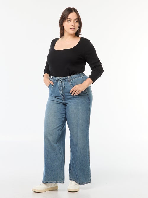 T-shirt a maniche lunghe con bordo a coste - Kiabi