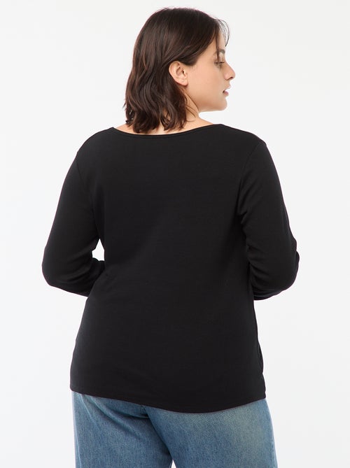 T-shirt a maniche lunghe con bordo a coste - Kiabi