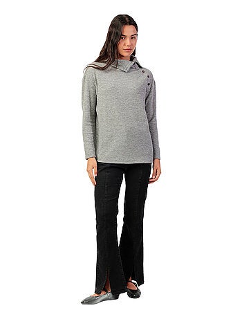 T-shirt a maniche lunghe con bottoni da donna ADMAS