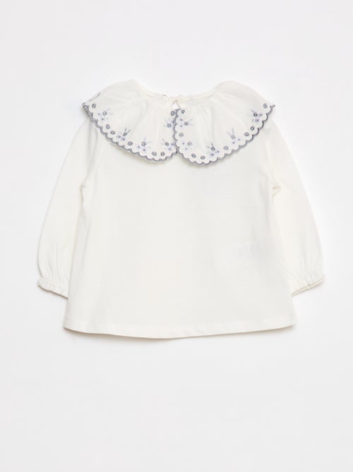T-shirt a maniche lunghe con colletto claudine - Kiabi