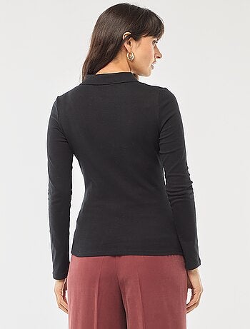 T-shirt a maniche lunghe con colletto polo