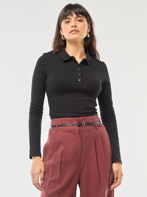 T-shirt a maniche lunghe con colletto polo - Kiabi