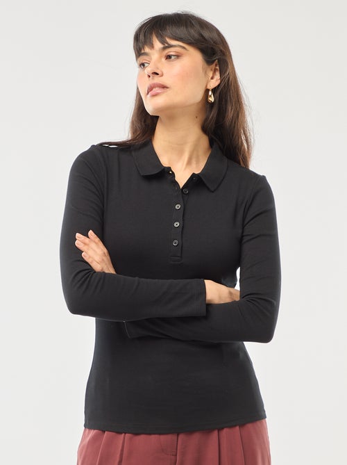 T-shirt a maniche lunghe con colletto polo - Kiabi