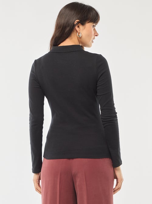 T-shirt a maniche lunghe con colletto polo - Kiabi