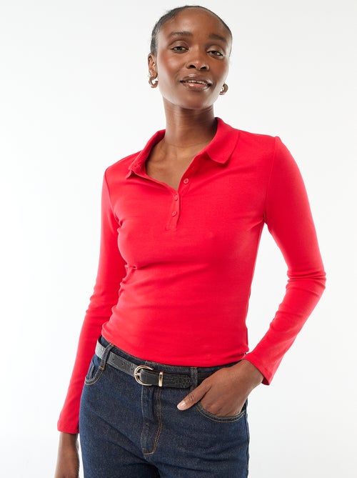 T-shirt a maniche lunghe con colletto polo - Kiabi