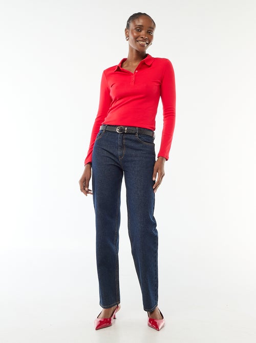 T-shirt a maniche lunghe con colletto polo - Kiabi