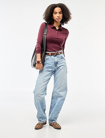 T-shirt a maniche lunghe con colletto polo