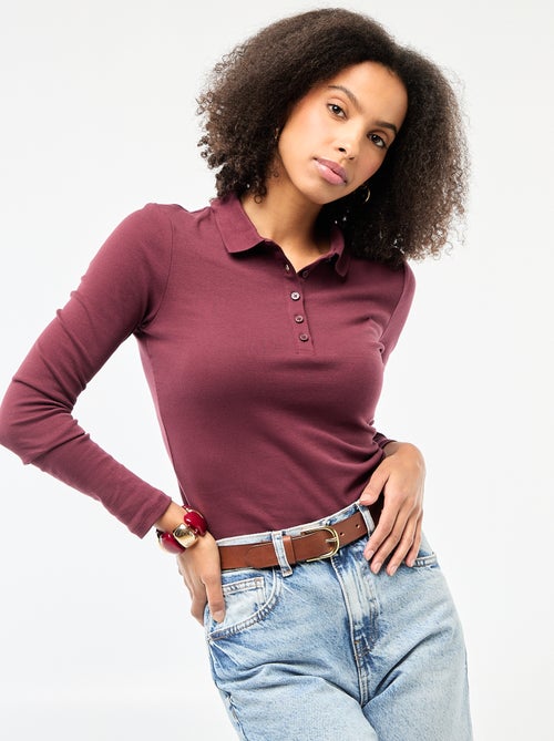 T-shirt a maniche lunghe con colletto polo - Kiabi