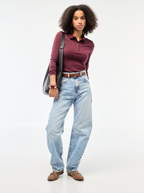 T-shirt a maniche lunghe con colletto polo - Kiabi