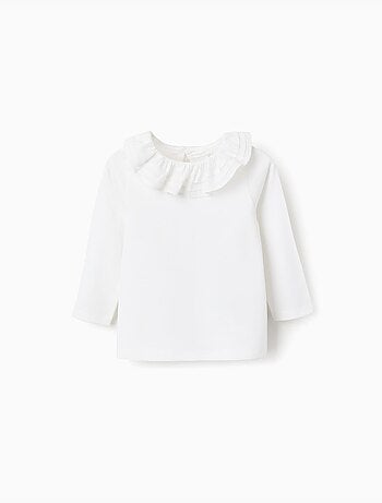 T-shirt a maniche lunghe con collo a volant