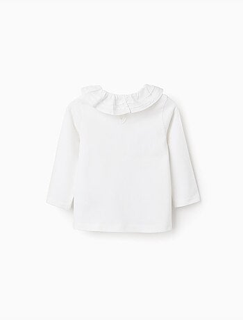 T-shirt a maniche lunghe con collo a volant