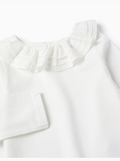 T-shirt a maniche lunghe con collo a volant - Kiabi