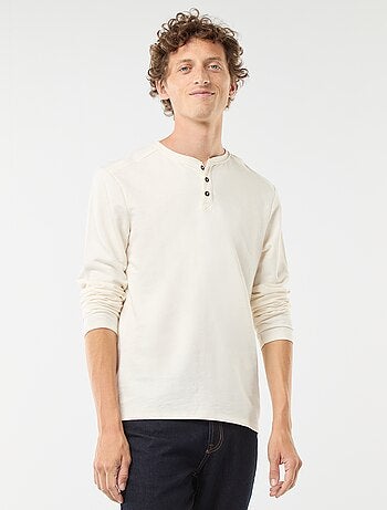 T-shirt a maniche lunghe con collo serafino