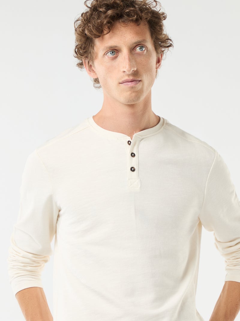 T-shirt a maniche lunghe con collo serafino Bianco - Kiabi