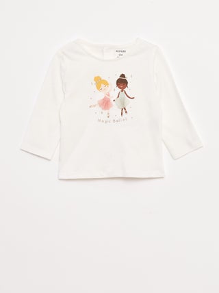 T-shirt a maniche lunghe con decorazione sul davanti