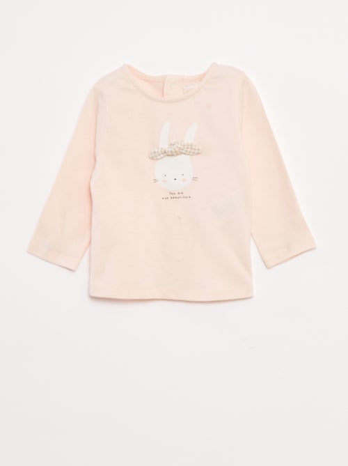 T-shirt a maniche lunghe con decorazione sul davanti - Kiabi