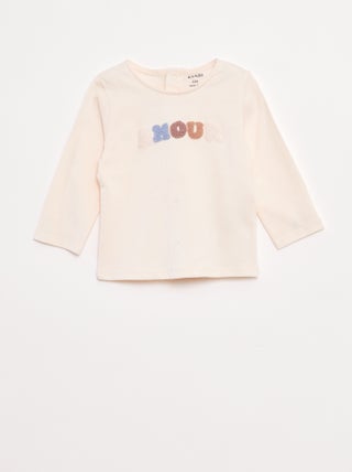 T-shirt a maniche lunghe con decorazione sul davanti