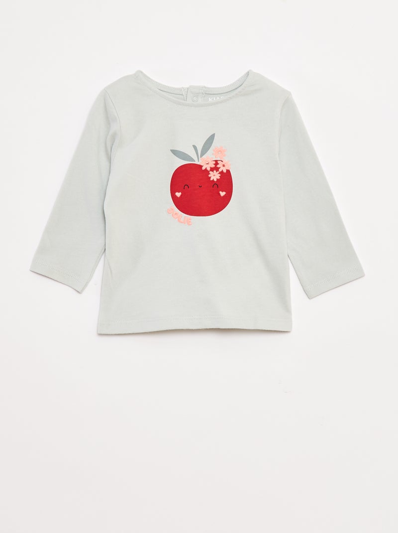 T-shirt a maniche lunghe con decorazione sul davanti Verde - Kiabi