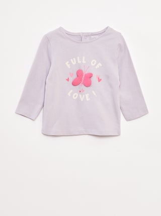 T-shirt a maniche lunghe con decorazione sul davanti