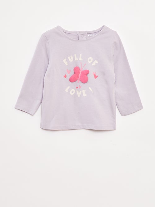 T-shirt a maniche lunghe con decorazione sul davanti - Kiabi