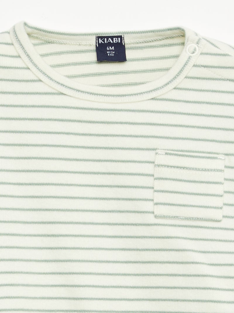 T-shirt a maniche lunghe con motivo a righe Bianco - Kiabi