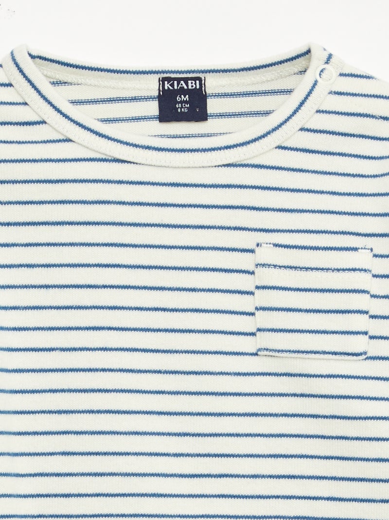 T-shirt a maniche lunghe con motivo a righe Bianco - Kiabi