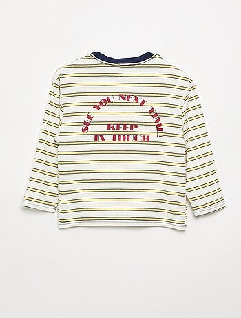 T-shirt a maniche lunghe con motivo e scritta