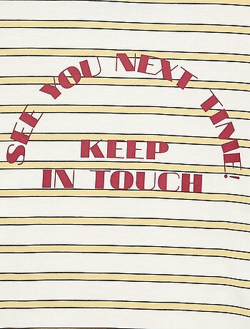 T-shirt a maniche lunghe con motivo e scritta