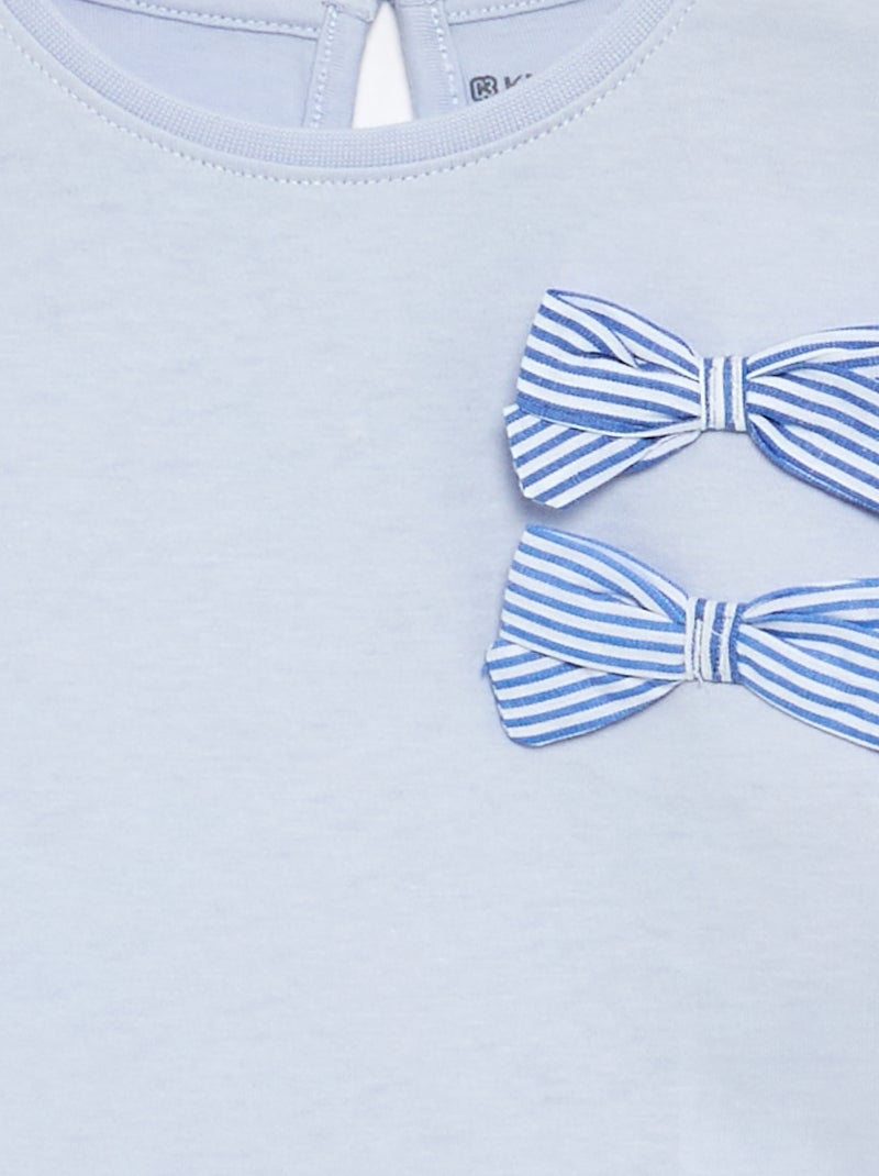 T-shirt a maniche lunghe con nodi decorativi Blu - Kiabi