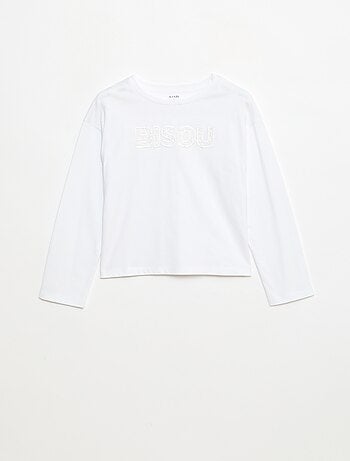 T-shirt a maniche lunghe con paillettes