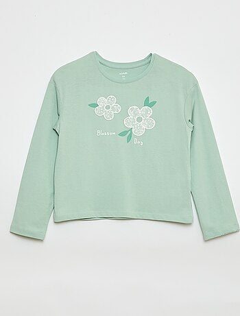 T-shirt a maniche lunghe con paillettes