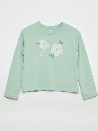 T-shirt a maniche lunghe con paillettes