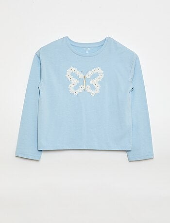T-shirt a maniche lunghe con paillettes