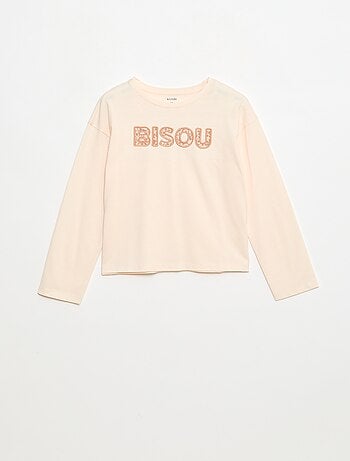 T-shirt a maniche lunghe con paillettes